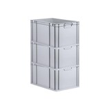 thumbnail of PROREGAL SuperSparSet 3x Eurobox NextGen Economy mit Scharnierdeckel & blauen Verschlüssen, Griffe zu, HxBxT 32x40x60cm, 65L, Eurobehälter, Box