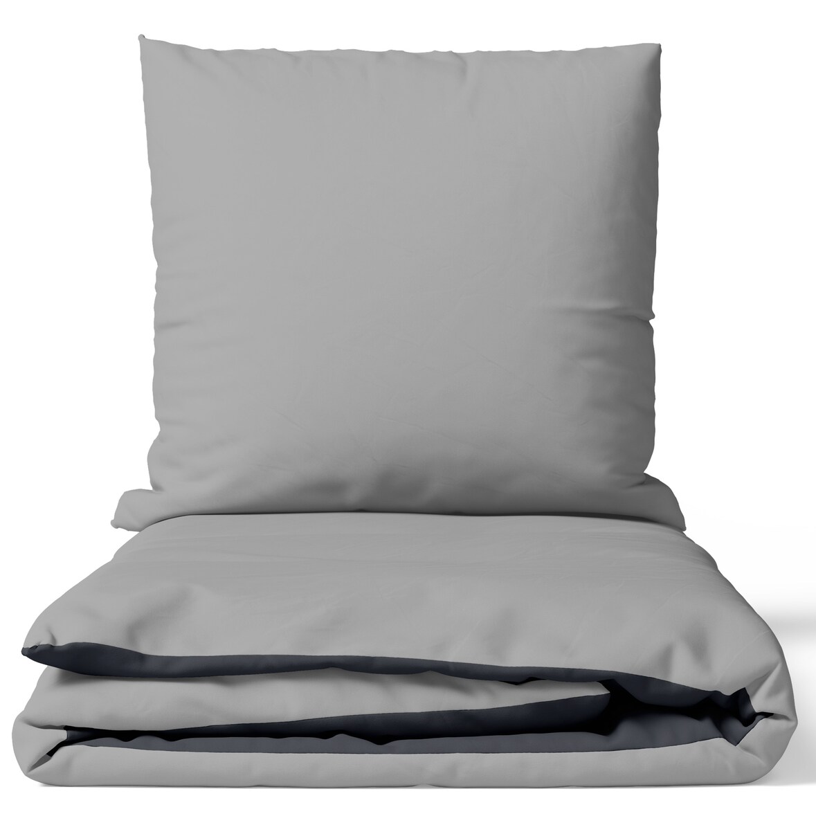 Baumwolle Bettwäsche Biber 135x200 cm Feinbiber Grau Anthrazit Wendeseite Uni Set