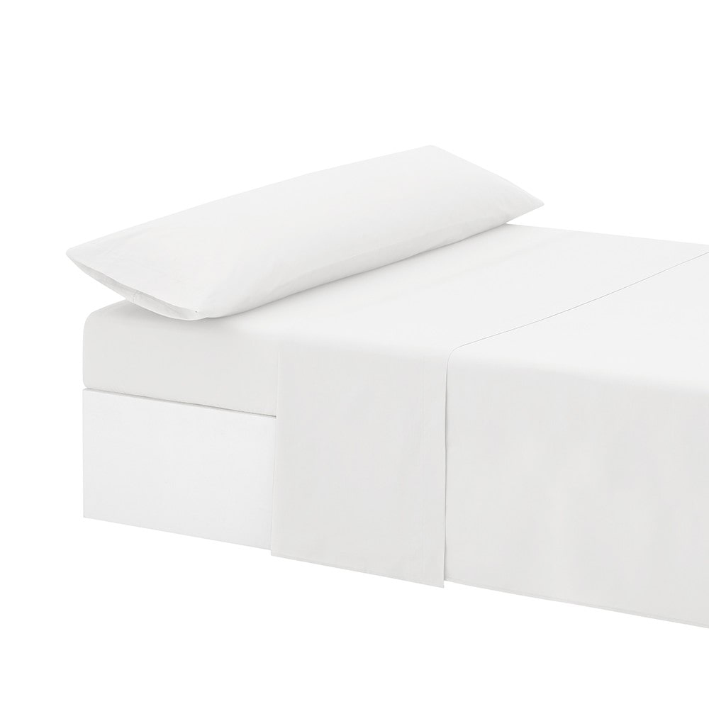 Juego sábanas blancas 3 Piezas SATÉN 100% Algodón de 300 hilos | Cama 135 cm - ITEXA