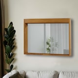 thumbnail of Espejo de pared de teca HWC-M75, espejo de baño, marco de madera, teca de calidad B (duramen, 20-30 años), 77x100cm