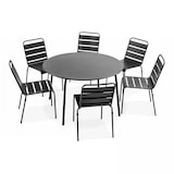 thumbnail of Ronde tuintafel en 6 stoelen in antraciet metaal