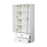 thumbnail of Merax 16 Farben LED-beleuchtete Vitrine, mit Glastüren, Standvitrine LED-Vitrine Wohnzimmer Hochregal Bücherreg Weiße