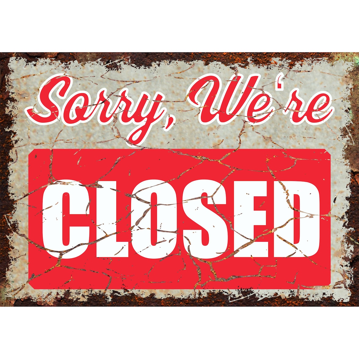 Sorry we are closed Deko Schild A6 Rückseite selbstklebend