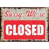 thumbnail of Sorry we are closed Deko Schild A6 Rückseite selbstklebend