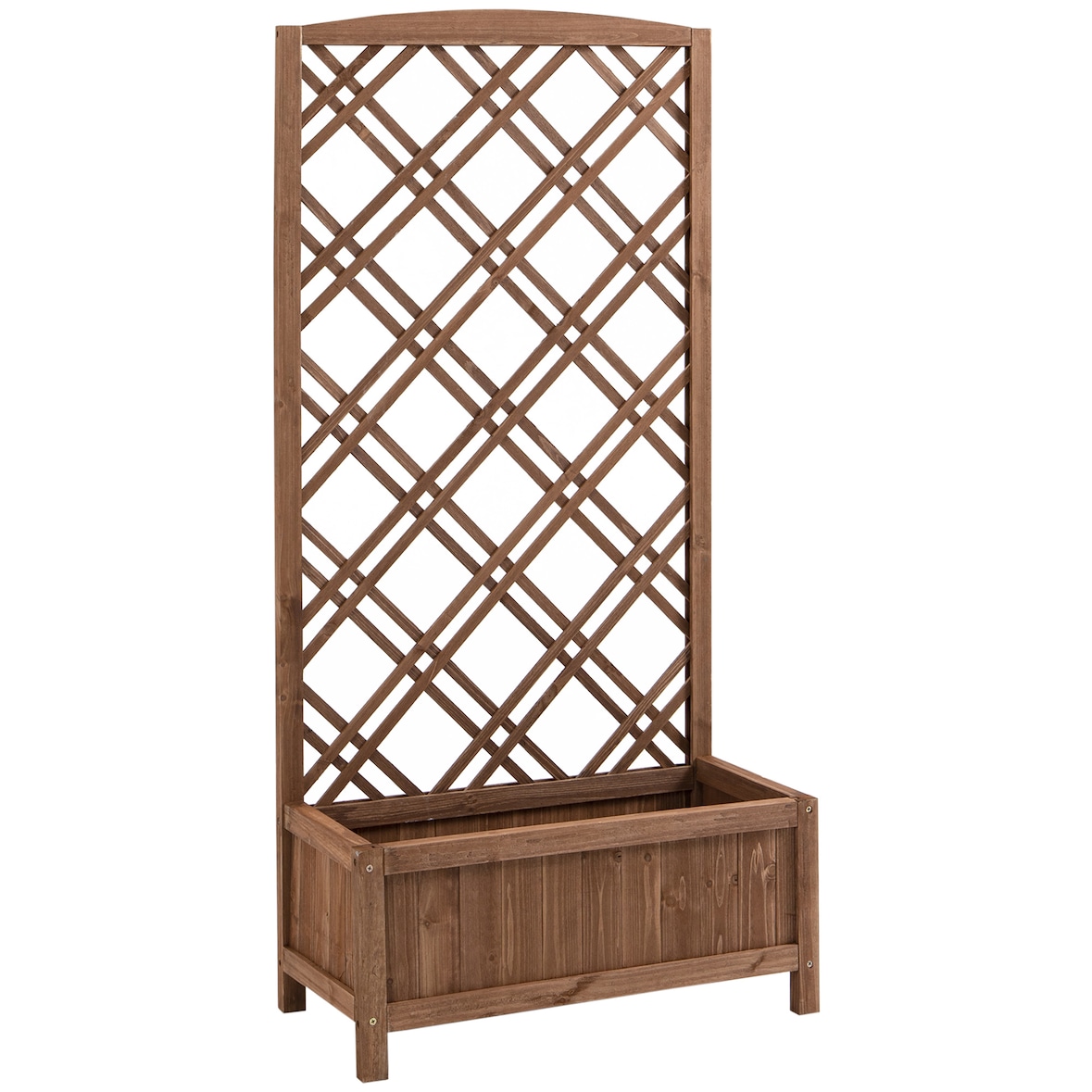 Outsunny jardinera con enrejado jardinera con celosía de madera macetero con soporte para trepadora cultivos plantas en terraza jardín 60x30x122,5 cm