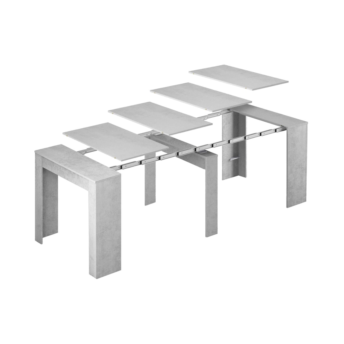 Dmora Konsolentisch Compton, Ausziehbarer Esstisch, Tisch mit Mehrzweckverlängerungen, 51/237x90h78 cm, Beton