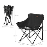 thumbnail of Campingstuhl faltbar Schwarz 61x54x66 cm mit Seitentasche Tragetasche Stahlgestell wetterfester Sitz aus Polyester für Outdoor und Garten