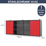 thumbnail of Hängeschrank Werkstatt abschließbar OLIS - Metallschrank hängend | Werkstattschrank Werkzeugschrank Wandschrank Garage, 60x160x20cm Anthrazit-Rot