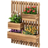 thumbnail of Outsunny Fioriera Verticale a Doghe con 3 Vasi in Legno Marrone