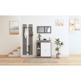 thumbnail of Garderobenset Schuhschrank 2 Einlegeböden Wandpaneele Spiegel Ablage Verstellbar Aufbewahrung Foyer Flur Modern Grau 80x25x96