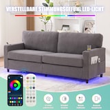 thumbnail of Zweisitzer Chenille-Sofa 203x77x86 cm mit USB-C, LED-Ambiente und Getränkehaltern – Elegantes Design in Hellgrau