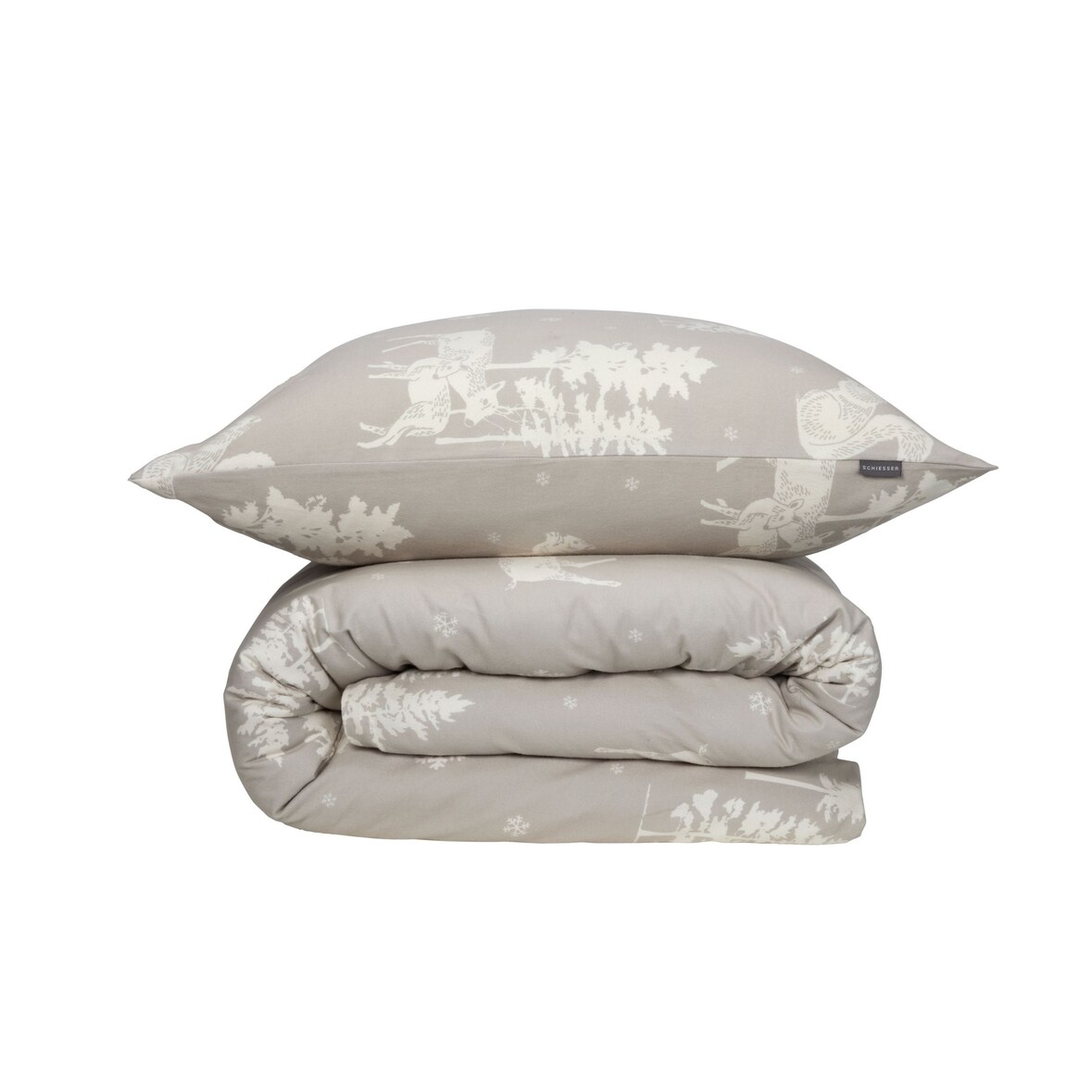 Schiesser Bettwäscheset Nordic - Feinbiber - 2-teilig - 135 x 200 cm - Greige