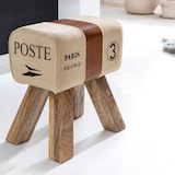 thumbnail of Design Sitzhocker Springbock Fußhocker Turnhocker Turnbock Pferd Leder Jeans