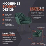 thumbnail of SalesFever Armlehnstuhl | Bezug in Samt-Optik | Gestell Metall höhenverstellbar | Knopfheftung | B 61 x T 45 x H 85 cm | grün – schwarz