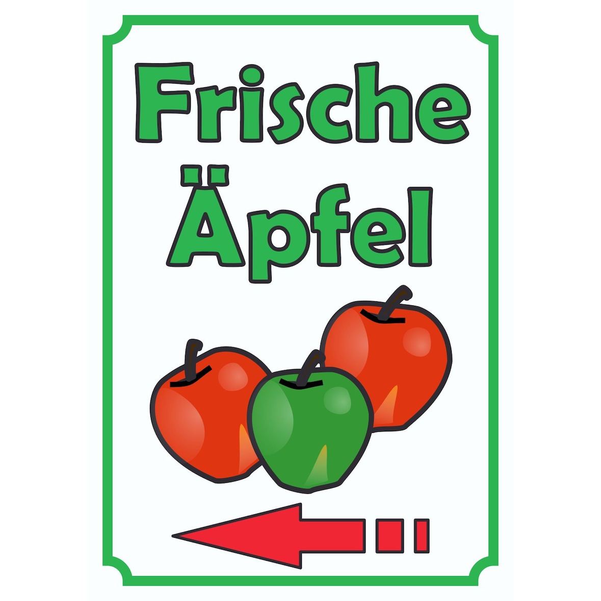 Verkaufsschild Schild ÄpfelHochkant mit Pfeil links A1 Rückseite selbstklebend