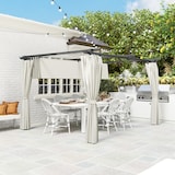 thumbnail of Outsunny pérgola con techo retráctil 4x3 m pérgola de aluminio con paredes laterales cenador con tela de poliéster anti-UV resistente al agua crema