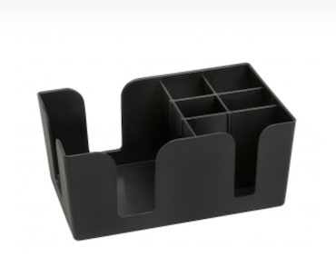 METRO Professional Organizador de bar com 6 recipientes, poliacrílico, 10.5 x 14.5 x 24 cm, preto