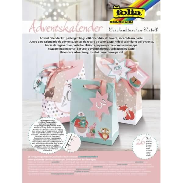Adventskalender 'Geschenktaschen Pastell' 26-teilig