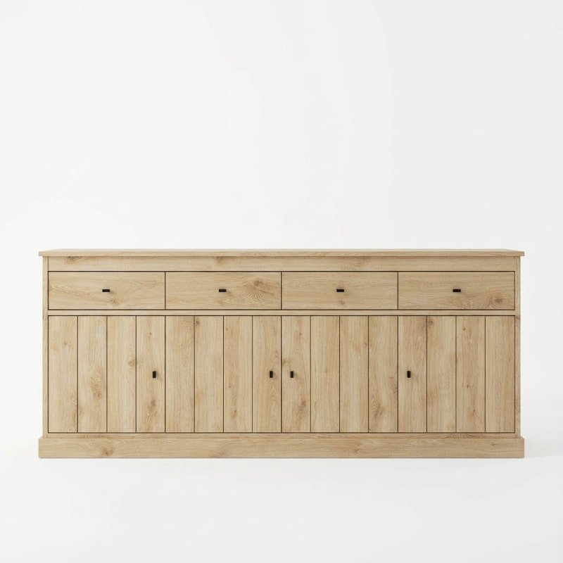 Matelpro - Buffet/bahut contemporain 225 cm chêne clair Valeria - Moderne & Design -Chêne clair -  -Types de portes: Battantes