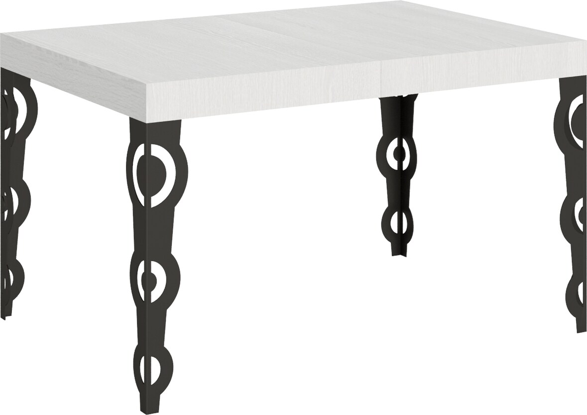 Karamay Ausziehtisch 120/380x90 cm Esche weiß Beine anthrazit