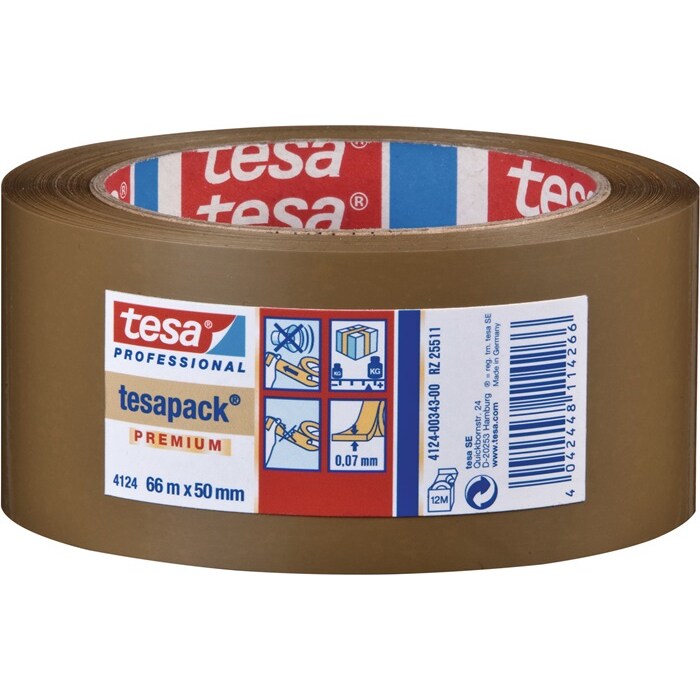 Verpackungsklebeband PVC tesapack® 4124 chamois L.66m B.50mm Rl.TESA /6 Rollen