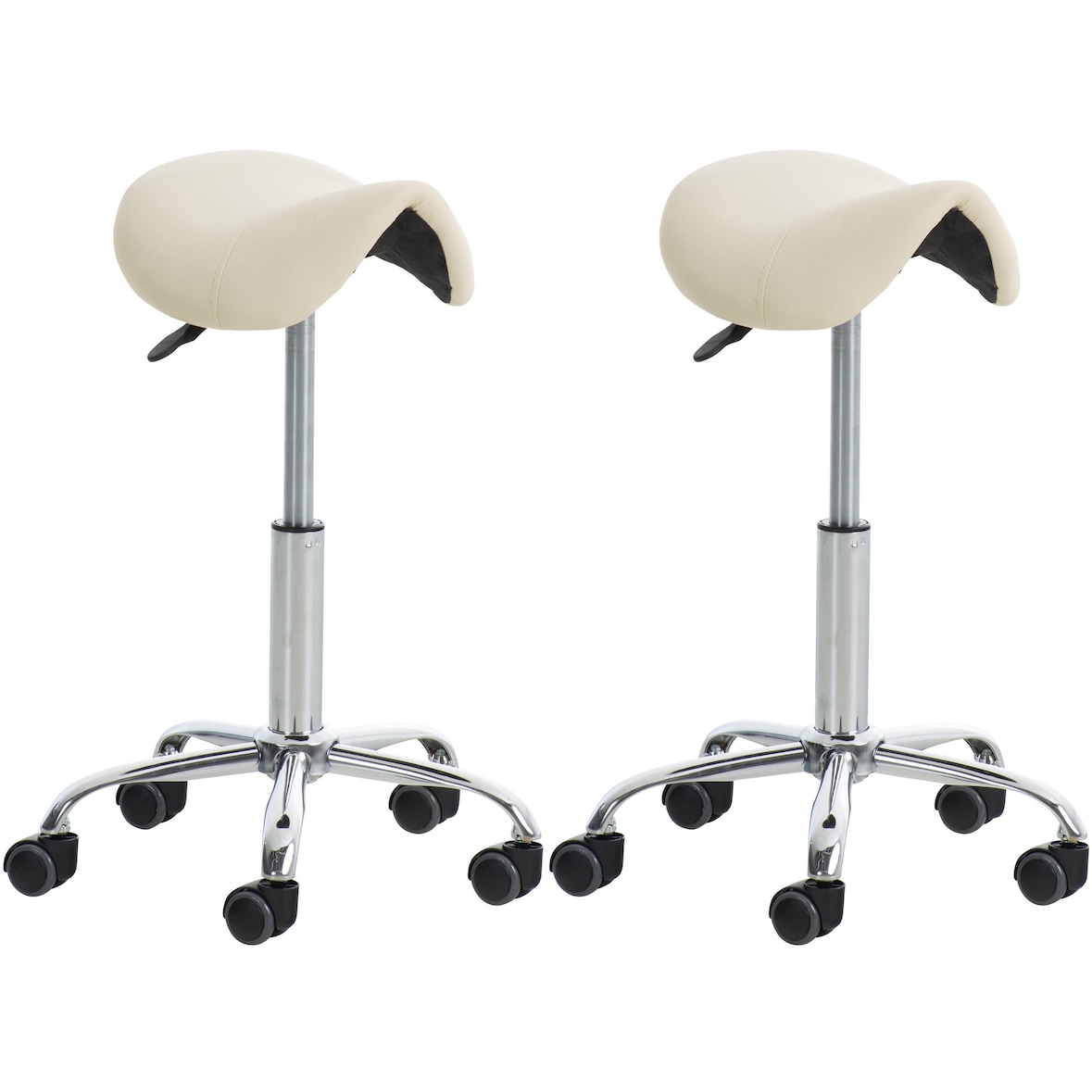 2er Set Arbeitshocker Reno Kunstleder creme