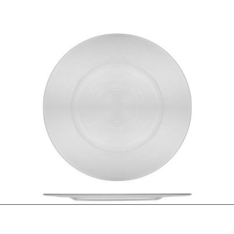 H&H Confezione 6 Piatti Piani Circle Vetro, Trasparente, Cm 27