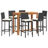 thumbnail of vidaXL 7-tlg. Gartenbar-Set Schwarz Massivholz Akazie und Poly Rattan
