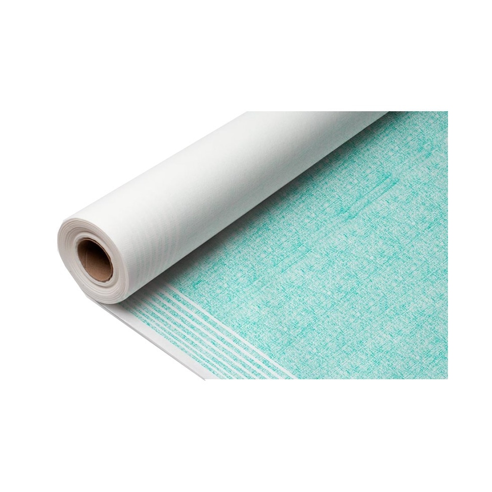 Luftgelegte Tischdeckenrolle 1,20 x 25 m. Nairobi-Grün dekoriert