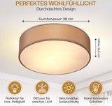thumbnail of Monzana Deckenlampe Taupe 38cm 2-flammig E27 Deckenleuchte Wohnzimmer Schlafzimmer Stoffdeckenlampe