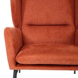 thumbnail of Lounge-Sessel HWC-L62, Ohrensessel Cocktailsessel Sessel Polstersessel, Stoff/Textil Metall ~ terracotta-braun