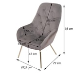 thumbnail of 6er-Set Esszimmerstuhl HWC-K26, Polsterstuhl Stuhl Wohnzimmerstuhl Küchenstuhl mit Armlehne, Metall ~ Samt, hellbraun