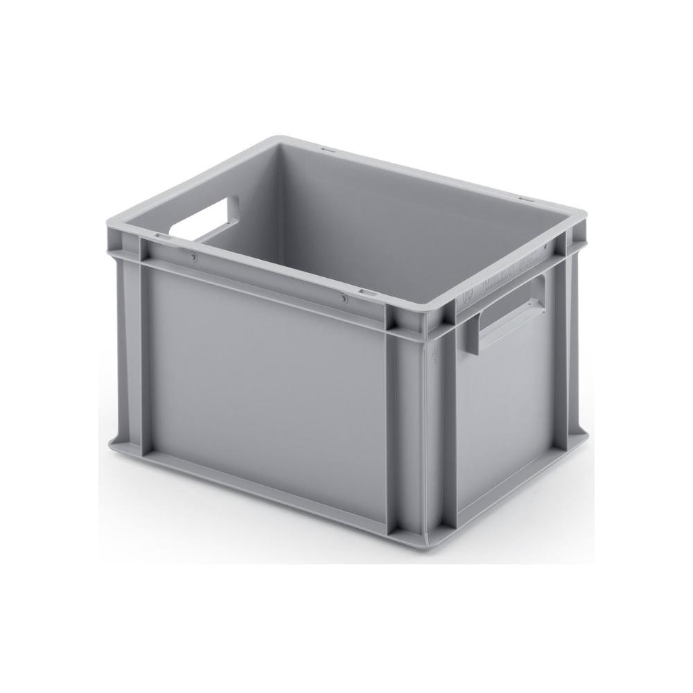 PROREGAL Eurobehälter mit offenem Griff | HxBxT 23,5x30x40cm | 22 Liter | Grau | Eurobox, Transportbox, Transportbehälter, Stapelbehälter