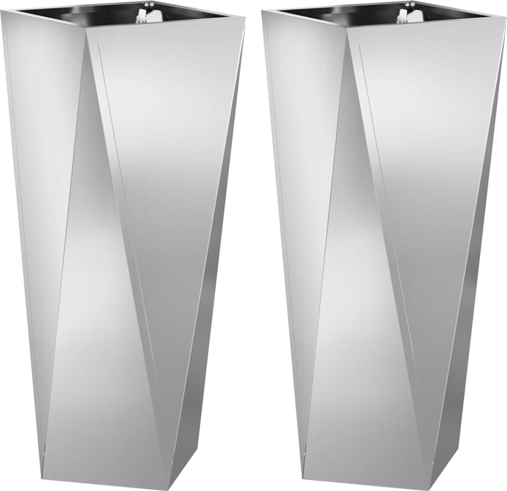 vidaXL Pflanzkübel 2 pcs Silber 30 x 30 x 75 cm Verzinkter Stahl