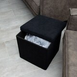 thumbnail of Intirilife Faltbarer Sitzhocker 38 x 38 x 38 cm in SCHWARZ - Sitzwürfel mit Stauraum und Deckel aus Stoff in Cord Optik Fußablage Aufbewahrungsbox