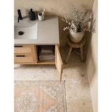 thumbnail of Waschbeckenunterschrank Eiche-Optik 60x60x40 cm mit Tür und Schubladen, Badezimmerschrank mit Rattangeflecht, Unterschrank Stehend, Badschrank