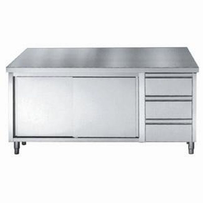 Combisteel Arbeitstisch mit 2 Schiebetüren und 3 Schubladen 2000x700x850