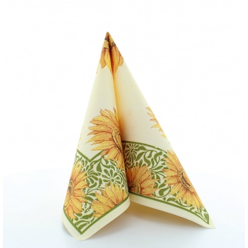 Mank Serviette Airlaid Aura, 40 x 40 cm, 50 Stück - Sonnenblumen Floral