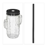 thumbnail of Relaxdays Trinkgläser mit Strohhalm & Deckel, 8er Set Eisteebecher, Limonadengläser Kaktus, 500 ml, Gastro, transparent