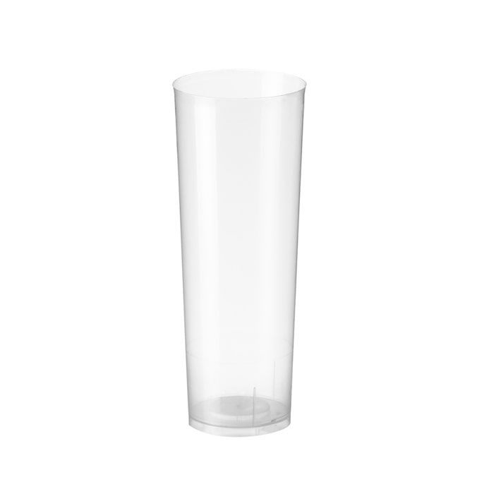 VASOMADRID S.L., Vaso tubo 300 ml, Caja de 500 uds en bolsas de 10 uds, PP Reutilizable, ref. mi-500b