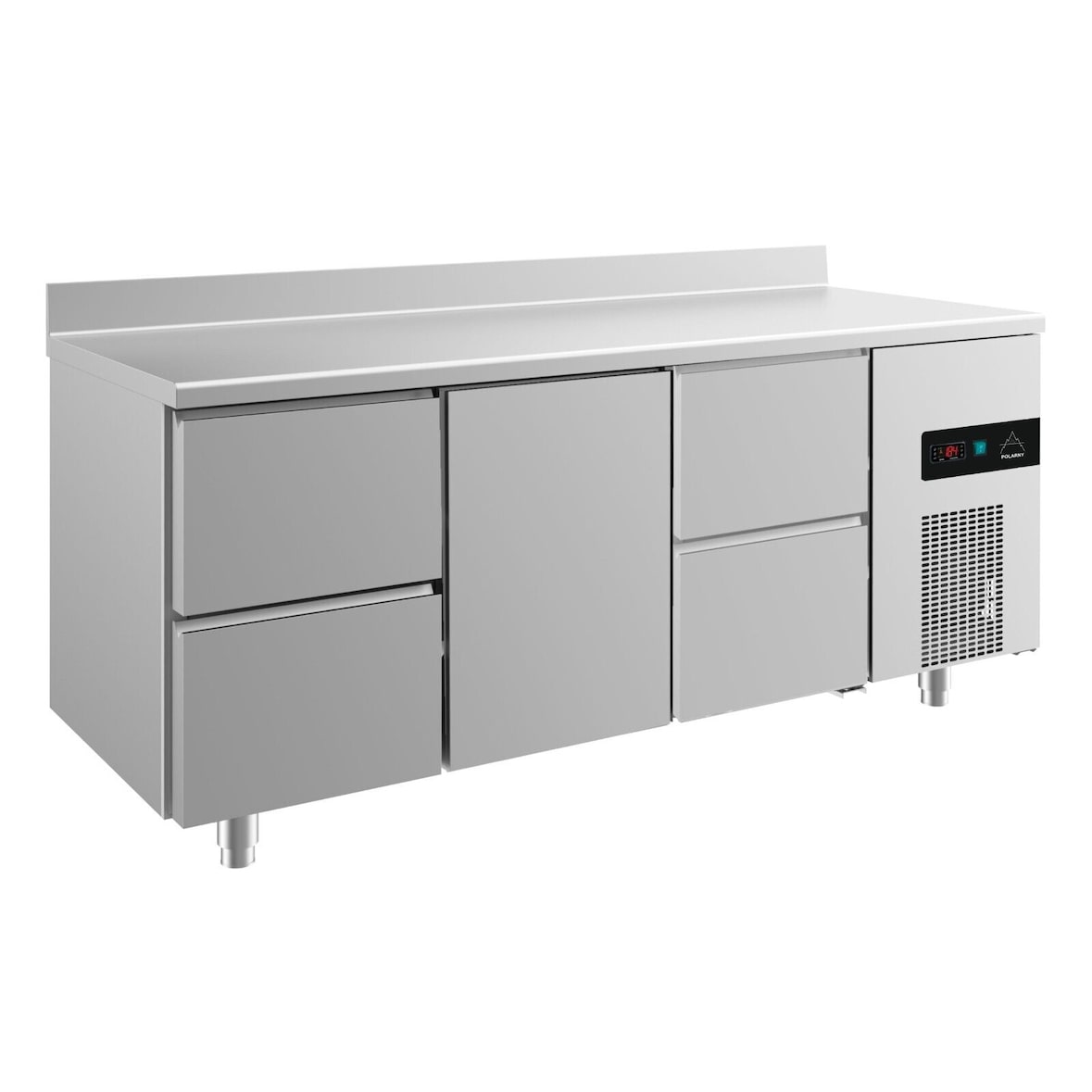Gastro Edelstahl Kühltisch 1 Tür(mittig) 4 Schubladen Aufkantung, 1865x700x850mm -2/+8°C 474L