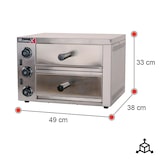 thumbnail of Romux® Horno de Pizza Compacto Doble Eléctrico de 1+1 Pizza de 30 cm Sobremesa en acero inox con Calentamiento Rápido | Temperatura 350°C - 3200 W