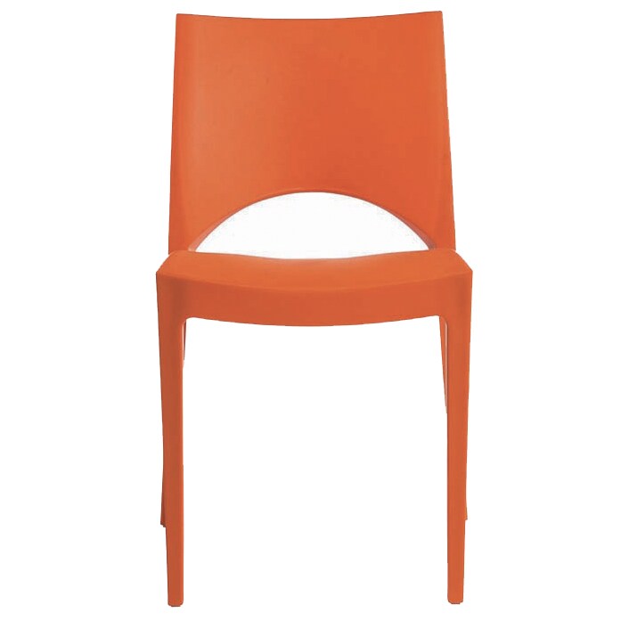 Set di 4 sedie Paris in polipropilene color arancio , impilabili . Marchio Grandsoleil. 47x51x80