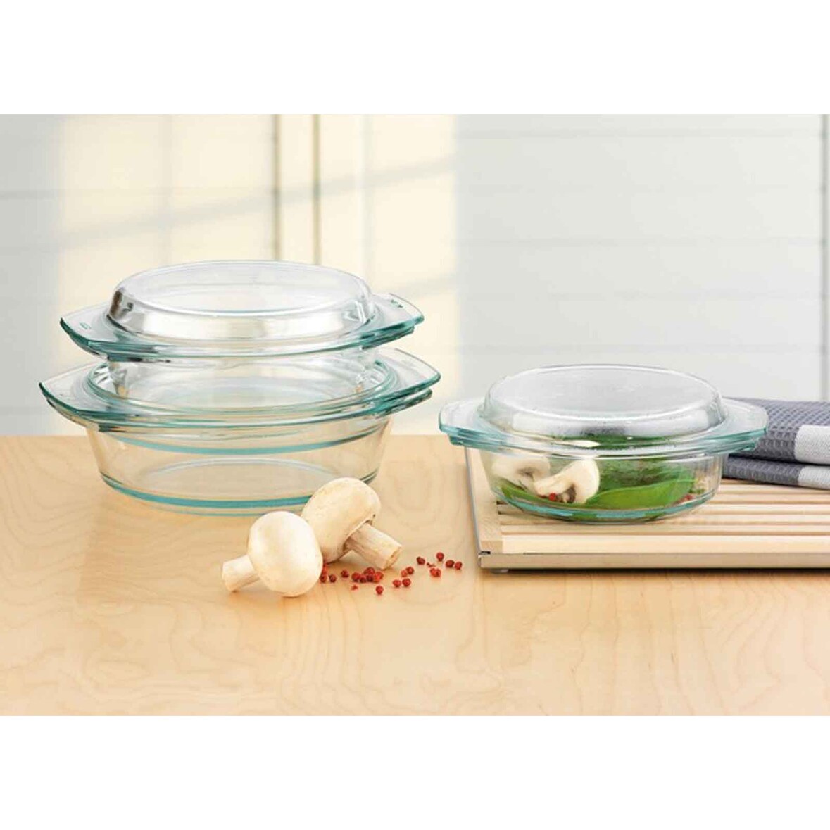 SIMAX Auflaufformen mit Deckel 3er Set mittel