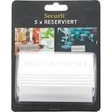 thumbnail of Securit® Set mit 5 Tischaufstellern Reservierung "Reserviert" (Deutsch) – Weißes Acryl mit schwarzen Buchstaben