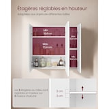 thumbnail of Helloshop26 - Armoire murale salle de bain placard avec miroir meuble de rangement 3 portes 60 x 15 x 55 cm avec étagère réglable 12_0004041
