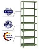 thumbnail of PROREGAL Industriestyle Wohnregal MAGNUS im Schraubsystem Made in Germany | HxBxT 220x75x30cm | 7 Stahlplatten-Ebenen | Fachlast 60kg | Resedagrün