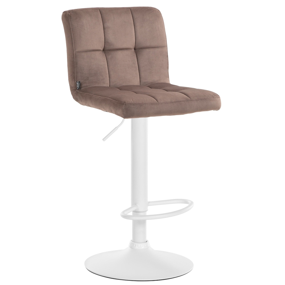 Décoshop26 - Barkruk/kinderstoel x 1 met decoratieve vierkante stiksels bruine fluwelen zitting witte metalen poten 10_0005335