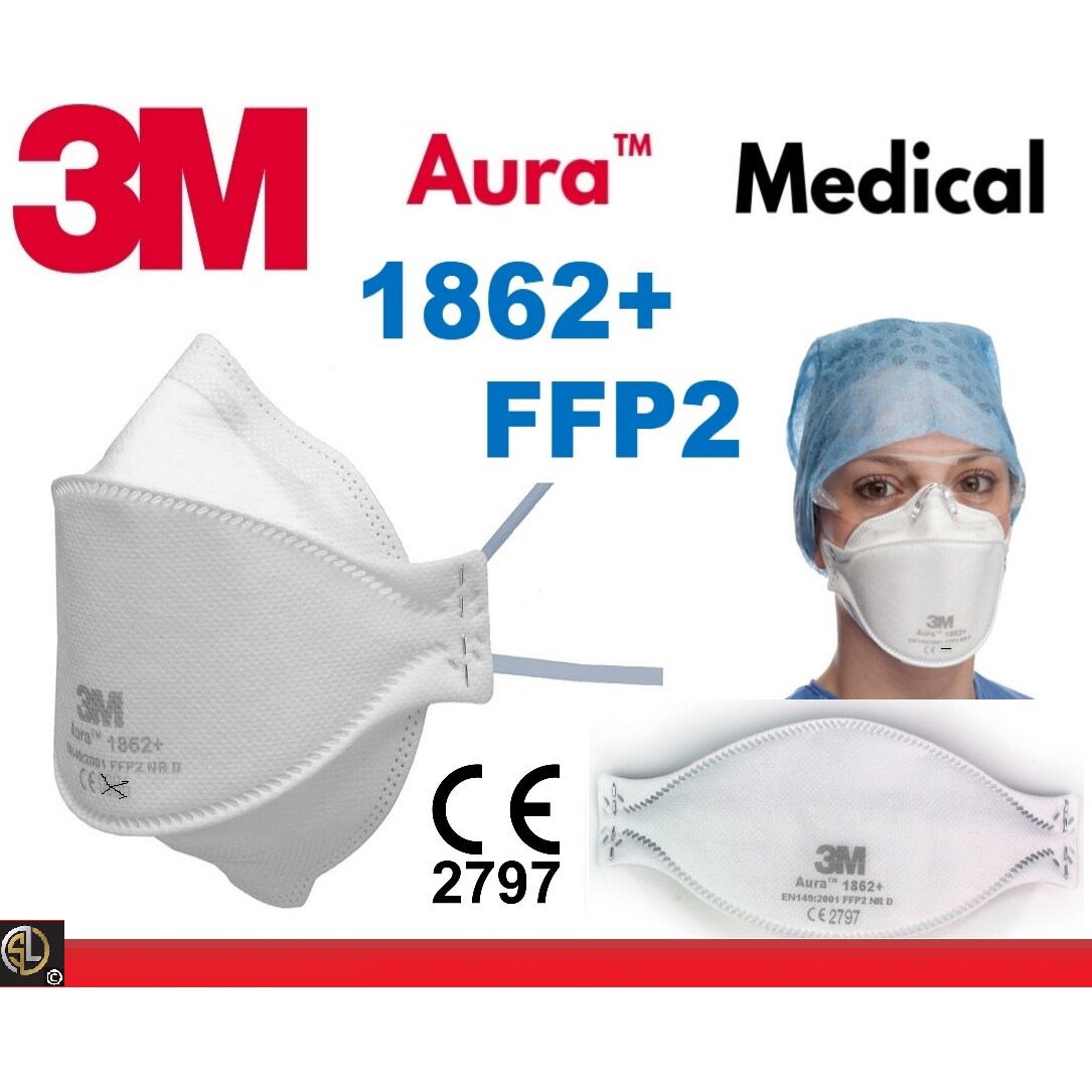 3M™ Aura™ Atemschutzmaske 1862+ FFP2 ohne Ventil I Filter I Spezial Typ Medizin
