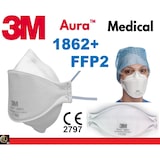 thumbnail of 3M™ Aura™ Atemschutzmaske 1862+ FFP2 ohne Ventil I Filter I Spezial Typ Medizin